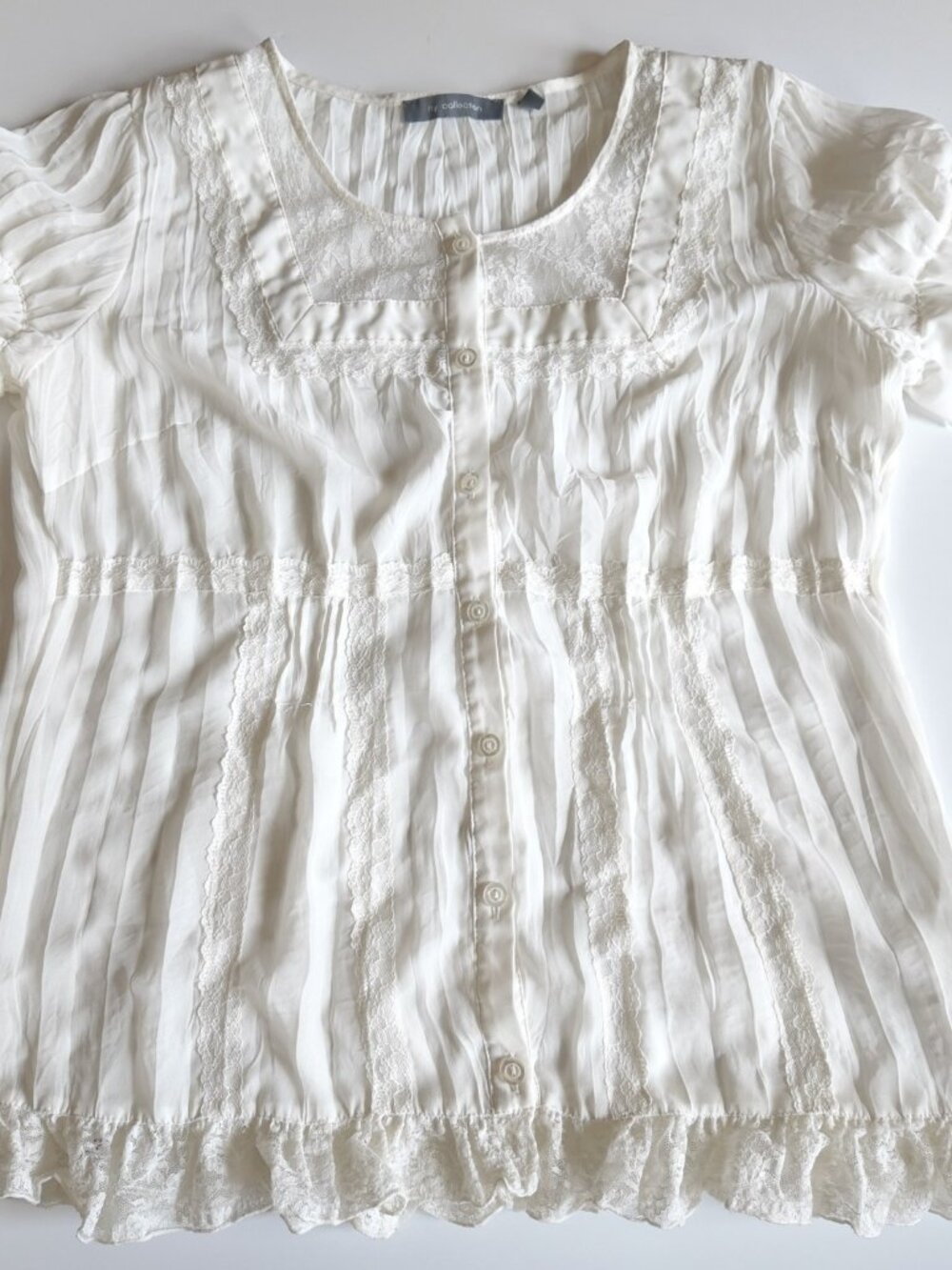 NY2K Collection YBabydoll Blouse Size M White Lace Ruffle Cottagecore